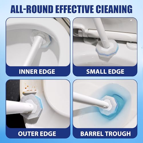 2 Pack Disposable Toilet Brush and Holder Set with 30 Replacement Heads by HOMEBETTER - Used condition - Image 5
