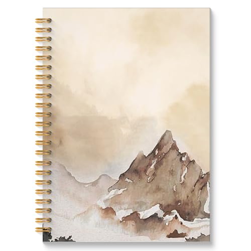 Carnet à spirale paysage de montagne aquarelle de 14x21 cm pour notes de voyage