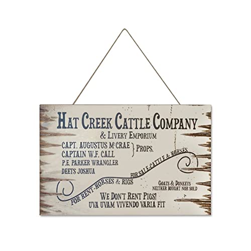 Hat Creek Cattle Company & Livery Emporium Lonesome Sign Rustic Wood Sign Wall Art Home Family Decoration Design Plank Plaque Wooden Sign #TOP29
