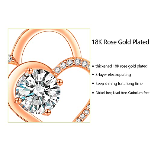 Arskro Rose Gold Heart Pendant Necklace For Women, 14K Love Cubic Zirconia Birthstone Necklace Adjustable Valentines Birthday Mother’s Day Anniversary Jewelry Gift For Women Mom Wife Girlfriend #TOP3