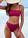 ANRABESS High Waisted Bikini Sets for Women Tummy Control 2 Piece Swimsuits Ribbed Textured Bathing Suits Beach Swimwear Purple Red Medium