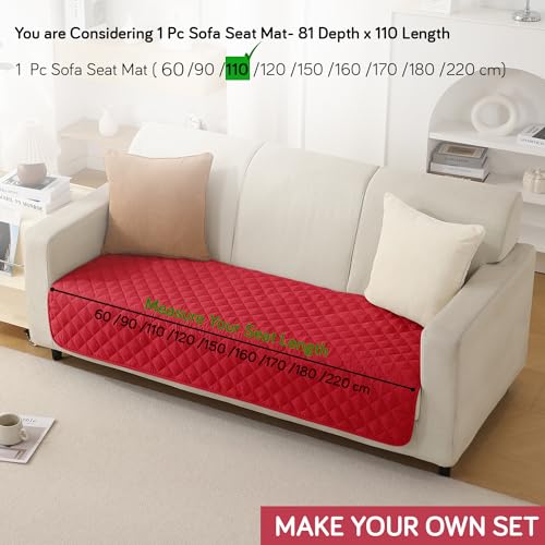 Image of HOKIPO Polyester Quilted Waterproof Sofa Cover Mats For L Shape And 1 /2 /3 Seater Sofa. Make Your Own Sofa Cover Set,Mat Length 81(D)X 110(L)Cm,Scarlet Red(Ar-4965-W7)