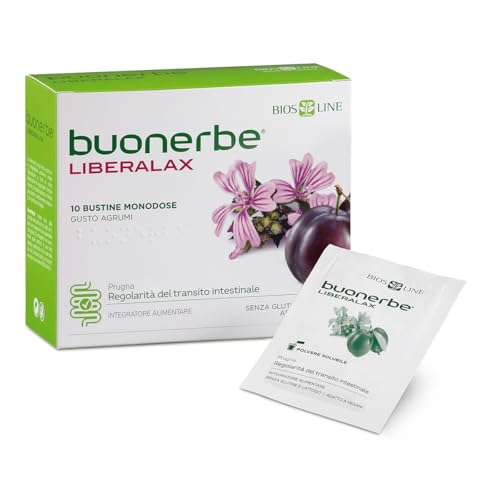 BIOS LINE Buonerbe LiberaLax, Integratore Alimentare per il Intestino Pigro, Ripristina il Fisiologico Transito Intestinale, 10 Bustine x 5g Gusto Agrumi