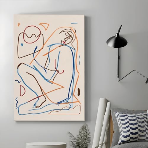 Toile dessin abstrait femme allongée 30x45cm XINBAO pour décoration salon - 2