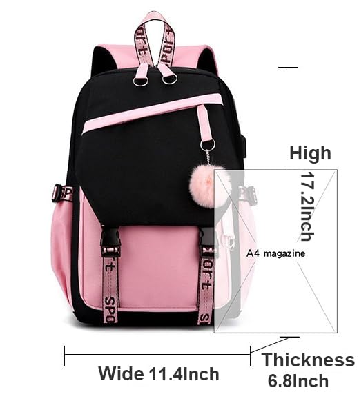 16.8 Inch Laptop Backpack Casual Cartoon Schoolbag Large Capacity Shoulder Bag for School Travel Hiking (with Cute Pendant)3