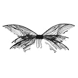 Black Elf Fairy Wings Girls Butterfly Wings Princess Angel Wings Fancy Dress Up for Girls Kids Halloween Costume Cosplay Party