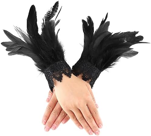 Feder-Manschetten Armband Blau – Gothic-Accessoire Für Cosplay & Karneval