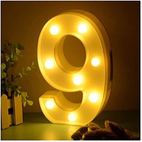 Image of Balloonistics LED Marquee Number 9 Light - 9-Inch Cordless Battery-Operated Light Up Number Sign for 9th Birthday, Anniversary, Wedding, Party Decoration, Photo Booth Backdrop, Cake Table Decor