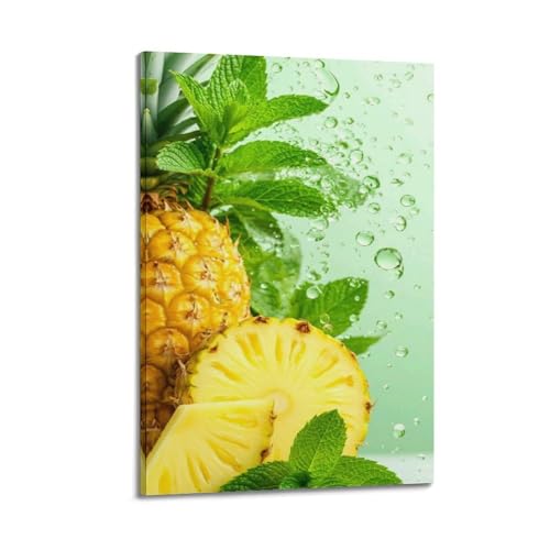 Affiche ananas et menthe ZHOUKEG 50x75cm pour décoration murale suspendue