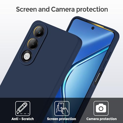 Image of SBMS Silicone Back Cover Case for Oppo K13x 5G | Soft Micro-Fibre Lining Inside | Camera Protection Bump | Shockproof Back Cover Case for Oppo K13x 5G (Blue)