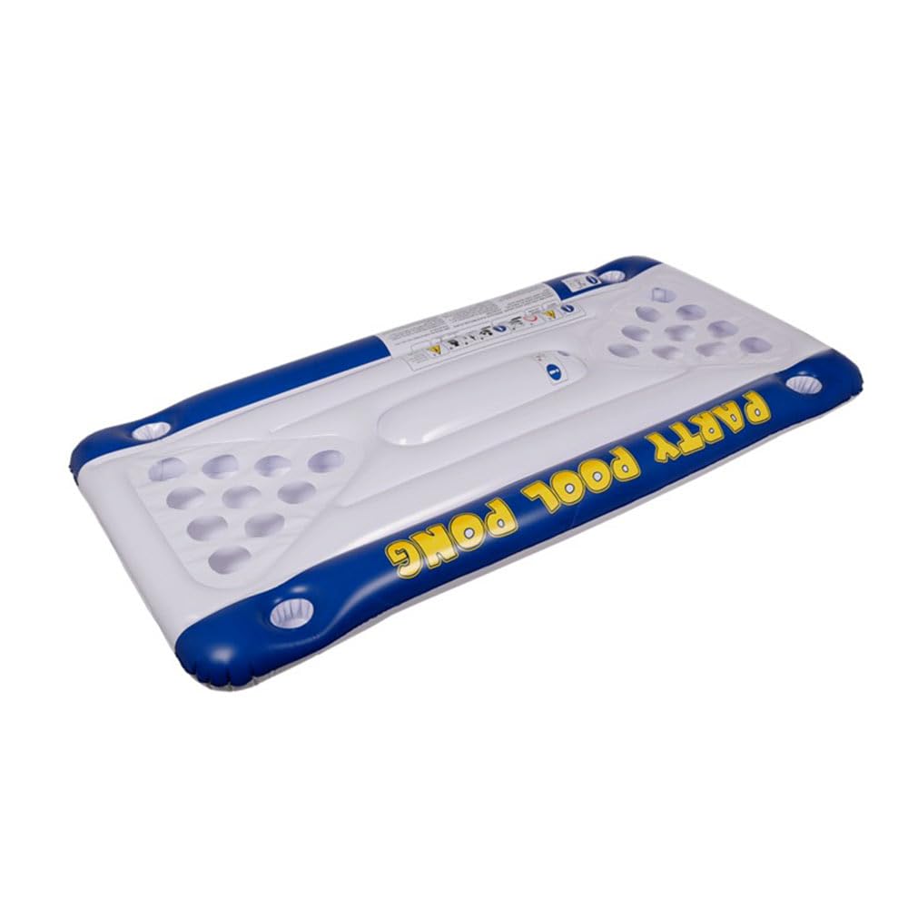 POOL PONG GAME: Zestaw nadmuchiwanego ponga do basenu, stołu i akcesoriów, 20 plastikowych kubków i 2 piłek do ping ponga wodnego, nadmuchiwany materac, impreza przy basenie, zabawa na lato i na