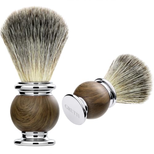 Men’s Luxury Shaving Brush – GRUTTI Shave Brush for Wet Shave Using Shaving Cream & Soap，Professional, Fast – Lathering, No – Shedding, Synthetic Bristles – for Men Gift