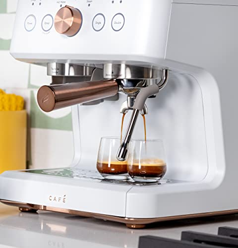 Café Bellissimo Semi Automatic Espresso Machine + Milk Frother | Wifi Connected, Smart Home Kitchen Essentials | Built-In Bean Grinder, 15-Bar Pump & 95-Ounce Water Reservoir | Matte White #TOP4