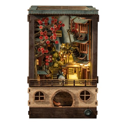 Anavrin Book Nook Kit JiuFen Old Street &ndash; DIY 3D Wooden Booknook for Adults, Teens and Book...