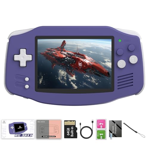 Image of RG34XX Retro Handheld Game Consoles Classic Retro Gaming Console 64G Card Preloaded Games 5000+ rg34xx Portable Gaming Console Linux 64-bit 3500mAh Battery WiFi Bluetooth HD and TV Output Indigo