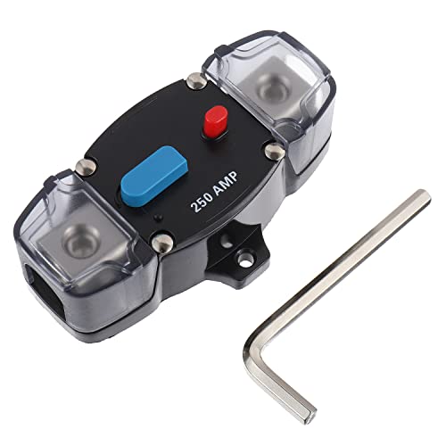 EPLZON 250A 12-48 Volt DC disjoncteur auto-récupération avec bouton de réinitialisation manuelle pour automobile Rv Marine Boat (250Amp)