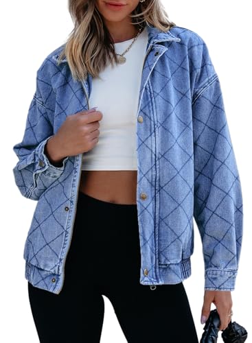 Sidefeel Women's Jean Jacket Long Sleeve Zimbaplatinum Overszied Denim Jackets Shacket Coat Fashion Spring Outfits 2025