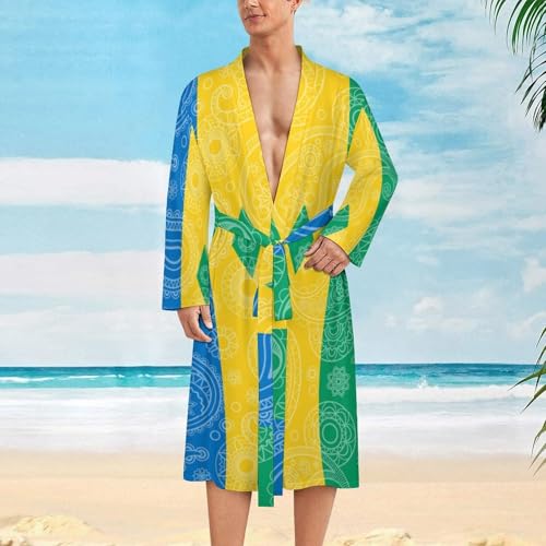 Saint Vincent Grenadines Paisley Flag Funny Men's Robe Novelty Soft Lightweight Bathrobe Long-sleeve Spa Robes2