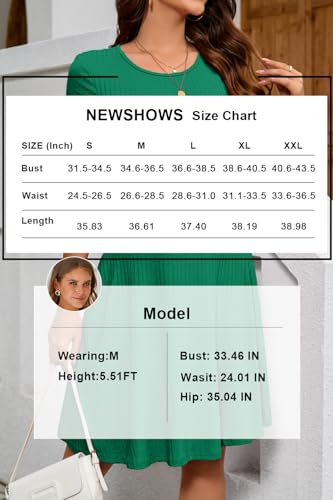 Image of Newshows Womens 2025 Summer Dresses Short Sleeve Ribbed Knit A-Line Swing Beach Vacation Outfits Casual Sundress with Pockets