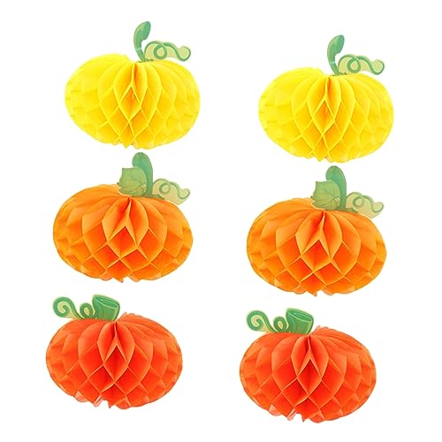 SOLUSTRE 6 Piezas Bolas Panal Decorativas de Calabaza para Fiesta de Halloween Colores Adornos Ligeros y para Celebraciones Festivas