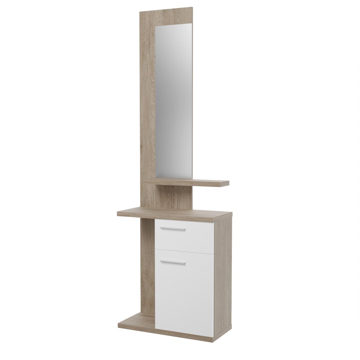 Homey - Mueble Recibidor Vertical, Modelo Renata, Práctico y Funcional, Color Blanco, Medidas: 60,5 cm Largo x 28 cm Fondo x 186,5 cm Alto