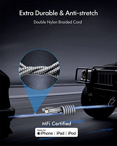 Wayona Type C To Lightning MFI Certified 20W Fast Charging Nylon Braided USB CableC Cable For iPhone 14,14 Pro,14 Pro Max, iPhone 13 Series,12,12 Pro,11,11 Pro Max iPhone 12 Mini, X, 8 (2M, Grey)