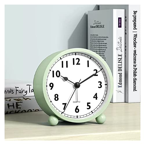 HHeaeR Despertadores Reloj Despertador analógico, pequeño Reloj con luz Nocturna, Funciona con Pilas, for salón, Dormitorio, Escritorio Despertadores de Mesilla (Color : Green, Size : 3.15inch)