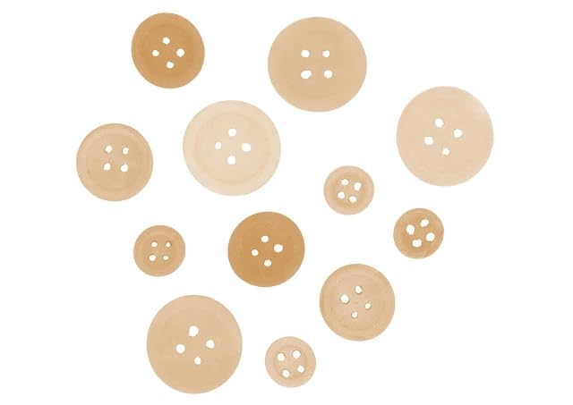 INNSPIRO Botones de madera natural medidas surtidas 30u