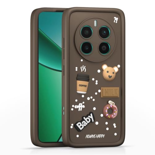 Image of Bintage Cute Fun Ball | Taddy Cartoon 3D Smiley Coffee Cup | Milk Donut | Full Protection Rubber Back Cover Compatible for Realme RMX3842 / 12Pro 5G - Brown