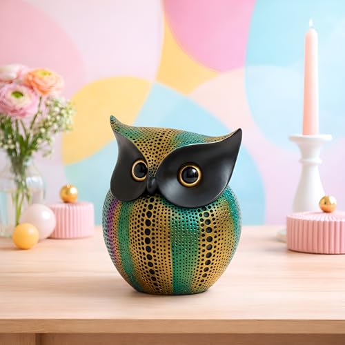 Image of Xtore Modern Classy Lucky Owl Resin Art Figure Showpiece -(Pack of 1,Multicolor)