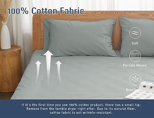 Pillow Cases, King Size Cotton Percale Weave Pillowcases, Pre-Shrunk Breathable and Hypoallergenic Pillowcases, Set of 2 (2 Piece King 20 Inch x 40 Inch, Storm Gray)