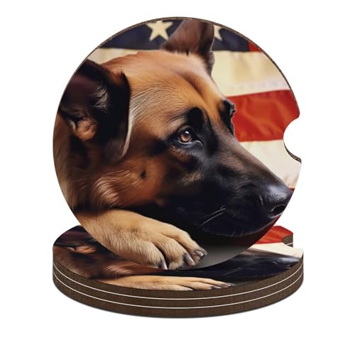Portavasos para auto con diseño de bandera y perro miniatura 1
