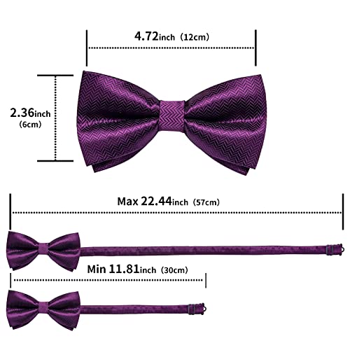 Image of DiBanGu Pre-Tied Bow Ties for Men Silk Adjustable Tuxedo Bowties Pocket Square Cufflinks Set with Lapel Pin Jacquard Woven