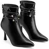 Perphy Pointed Toe Stiletto Heel Slouch Ankle Boots for Women Black 7 UK/Label Size 9 US