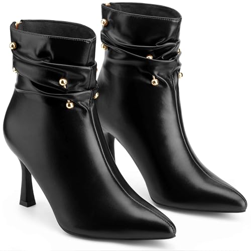 Image of Perphy Women Faux Leather Pointed Toe Stiletto Heel Slouch Ankle Boots