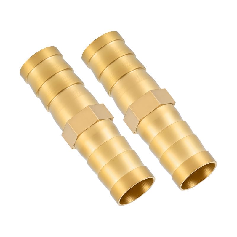 Nikovoke 2Pcs Brass Barb Hose Fitting Straight Connector, Hose Joiner Coupler for Air Gas Water Fuel - 6mm 8mm 10mm 12mm 14mm 16mm