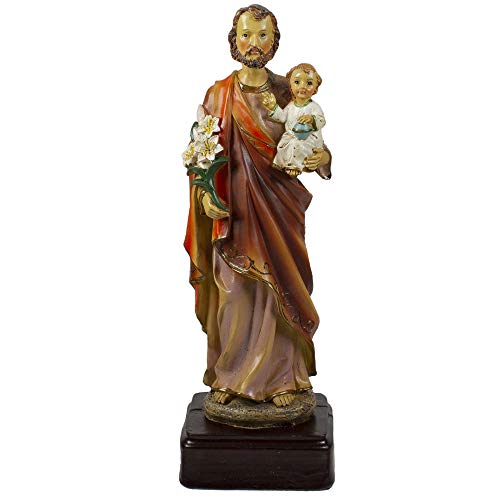 Figura decorativa de San José de resina de 9 pulgadas