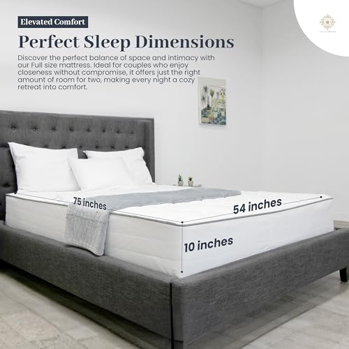 Full Size Mattress - 10 Inch Cool Memory Foam & Spring Hybrid Mattress with Breathable Cover - Comfort Tight Top - Rolled in a Box - Oliver & Smith