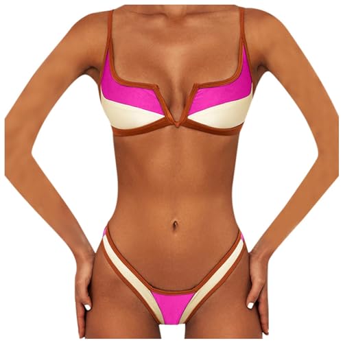 Traje de Baño Bikini para Mujer 2024 Juego de Dos Piezas Estilo Push Up con Tanga Brasileña Ropa de Playa Verano Moda (S)