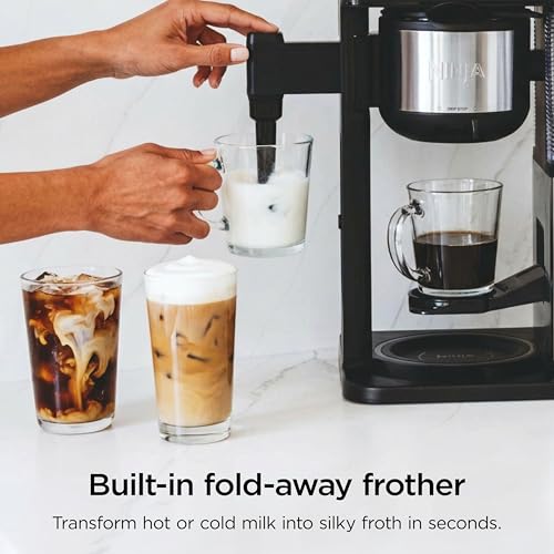 Image of Ninja Coffee Maker, 10-Cup Carafe, Fold-Away Frother, Black, CM401 | Permanent Filter & Removable, Dishwasher Safe Reservoir, 6 Brew Styles, 8 Cup to Travel Mug to Pot Sizes