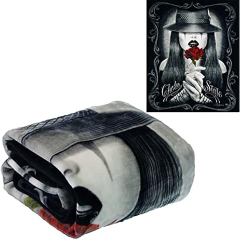 JPI Plush Throw Blanket - Chola Style - Queen Bed 79"x 95" - Special Edition Faux Fur Blanket for Beds, Sofa, Couch, Picnic, Camping Cover