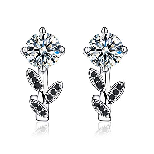 925 bijoux sterling boucles d'oreilles de mariage femme avec pierre noire