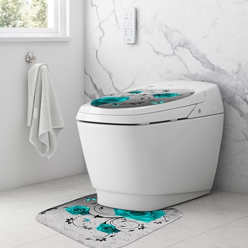 Juego de Cortinas de Ducha con Rosas y Cortinas de Baño con Alfombra 4