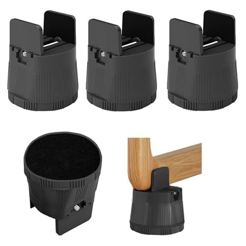 ZEMINIOR Bed Risers Heavy Duty, Furniture Risers with Adjustable Screw Clamp Supports 1,000 lbs, Lift 2.36"-3.15" for Twin Floor Bed, Dorm, Table, Desk, Chair Leg Extenders(4 Pack, Black)