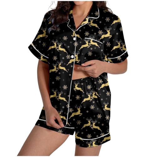 Pyjama de Noël en satin boutonné pour des matins de fêtes cocooning au chaud
