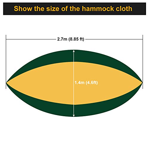 Hieha Camping Hammock - Single Parachute Hammock (2 Tree Straps & D-Shaped Carabiners 5+1 Loops/13ft Included) Lightweight Nylon Portable Hammock for Hiking, Travel, Backpacking, Beach, Yard Gear - Thumbnail 4