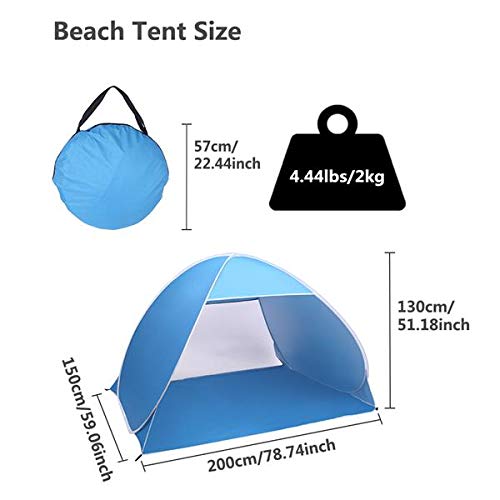 Besrey 2-3 Person Beach Tent Pop Up Sun Shelter Tent Big Automatic Sun Umbrella 2-3 Person Fishing Beach Shelter Blue thumb #1