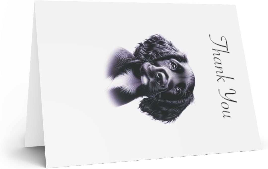 DistinctInk Greeting Card/Note Card -Field Spaniel Puppy Colored Pencil Drawing Birthday - PACK of 25