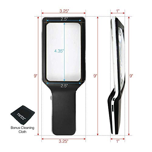 [Recarregável] Lupa 4x com [10 LEDs antirreflexo e totalmente reguláveis] - Área de visualização uni