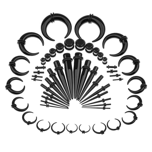 Memsion Ear Stretching Kit 54 Pieces 14G-00G Septum Gauges Expander Set
